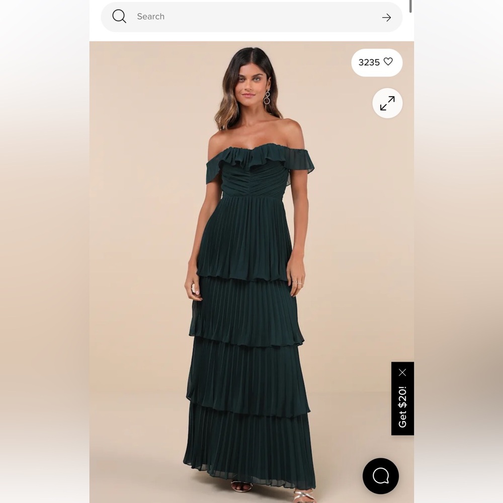 Elegant Off-Shoulder Tiered Green Dress